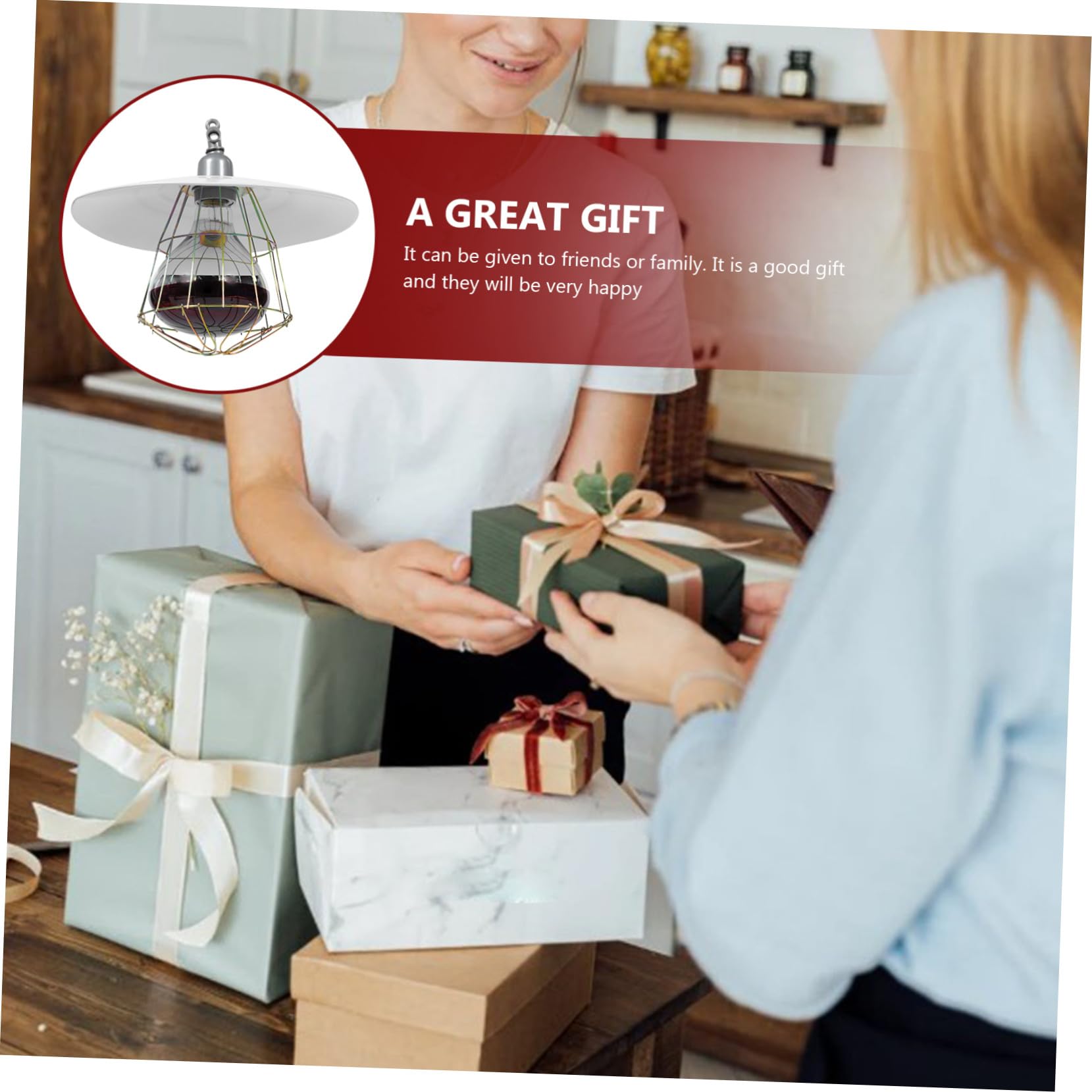 Mikikit Lampada Riscaldante per Rettili e Bestiame Set 4 in 1 Luce Rossa Protezione a Rete in Metallo, 250w Forniture Colore Casuale per Gabbie di Piccoli Maiali e Animali Domestici