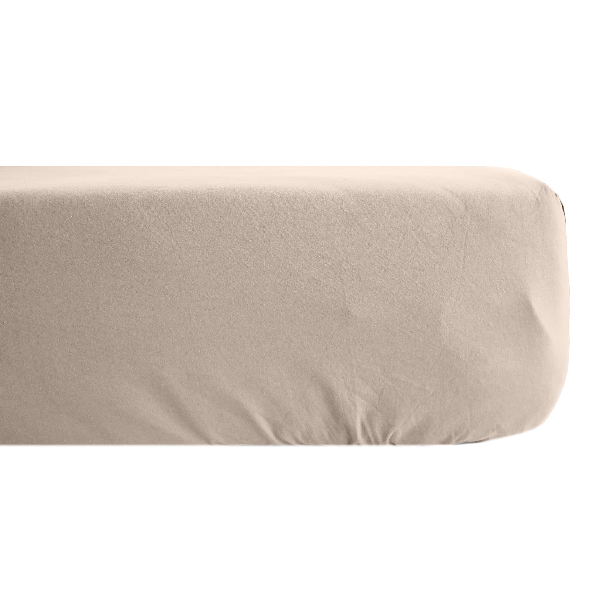 Drap Housse uni 80x200 cm Percale MANOIR Beige Lin Bonnet 35