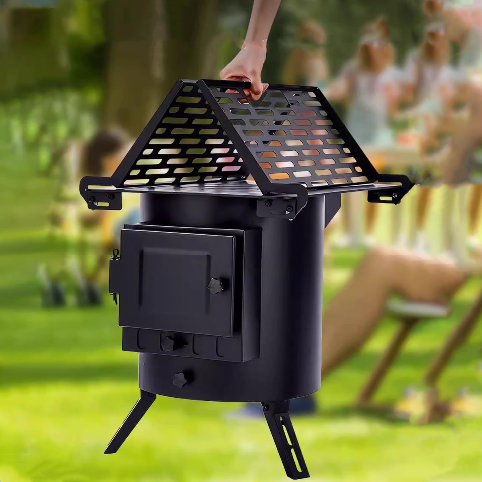 Stufa a Pellet Piccola con Contenitore Cenere, Stufa a Pellet Canalizzata con Gambe Pieghevoli, Stufa a Legna da Campeggio Portatile for Tenda for Riscaldamento