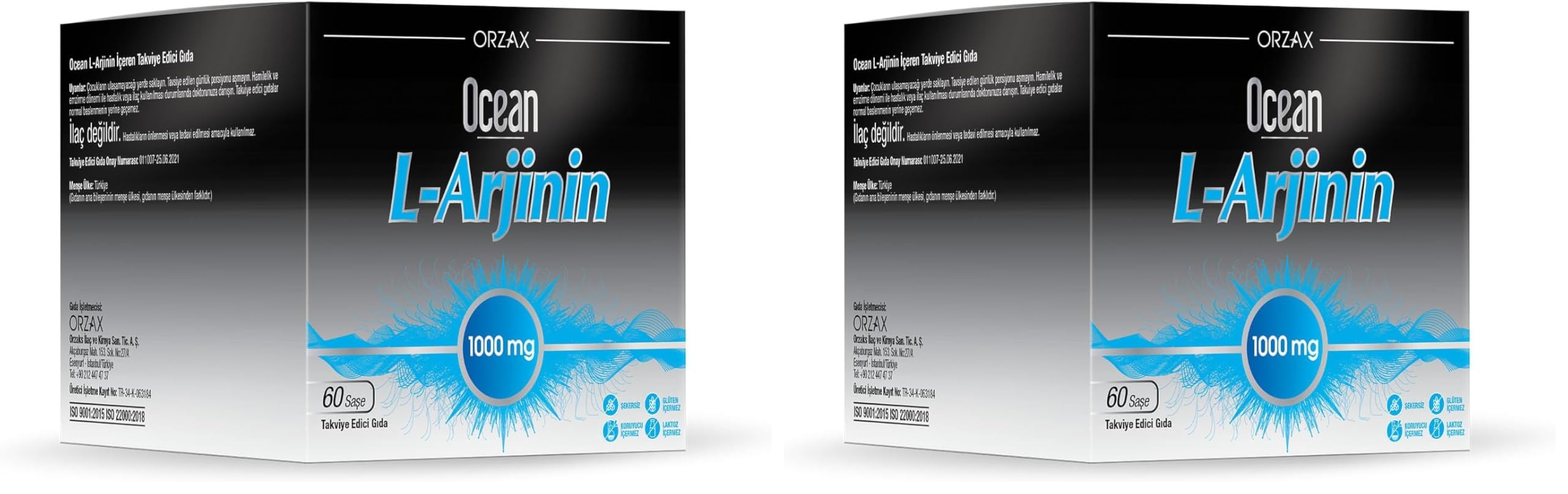 Orzax Ocean L-Arjinin 1000 Mg 60 Saşe (2 paketi)