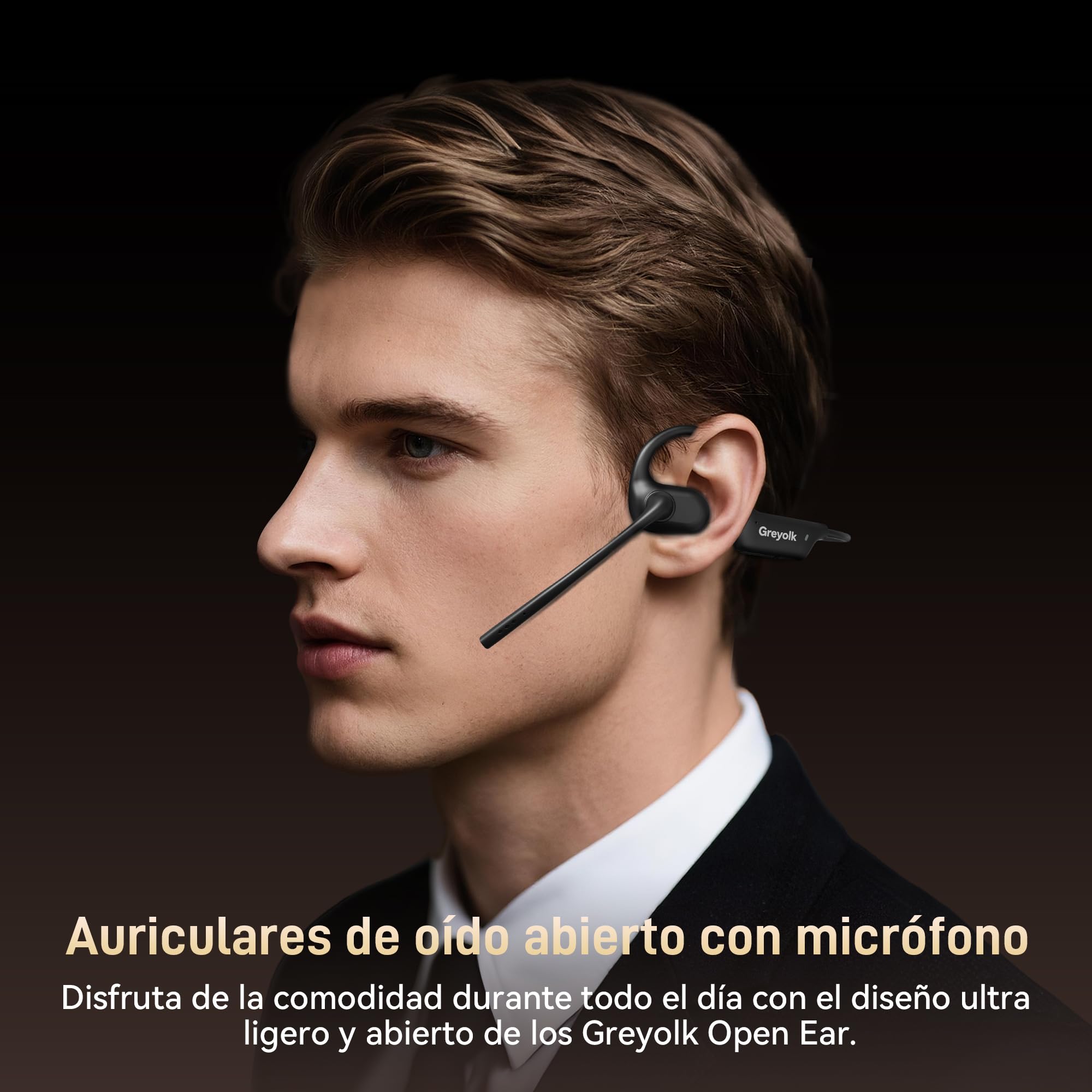 Auriculares Bluetooth con diseño de oreja abierta, micrófono con cancelación de ruido AI, sonido estéreo de alta fidelidad, 32 g, batería de 10 horas, para trabajo, llamadas, reuniones, color