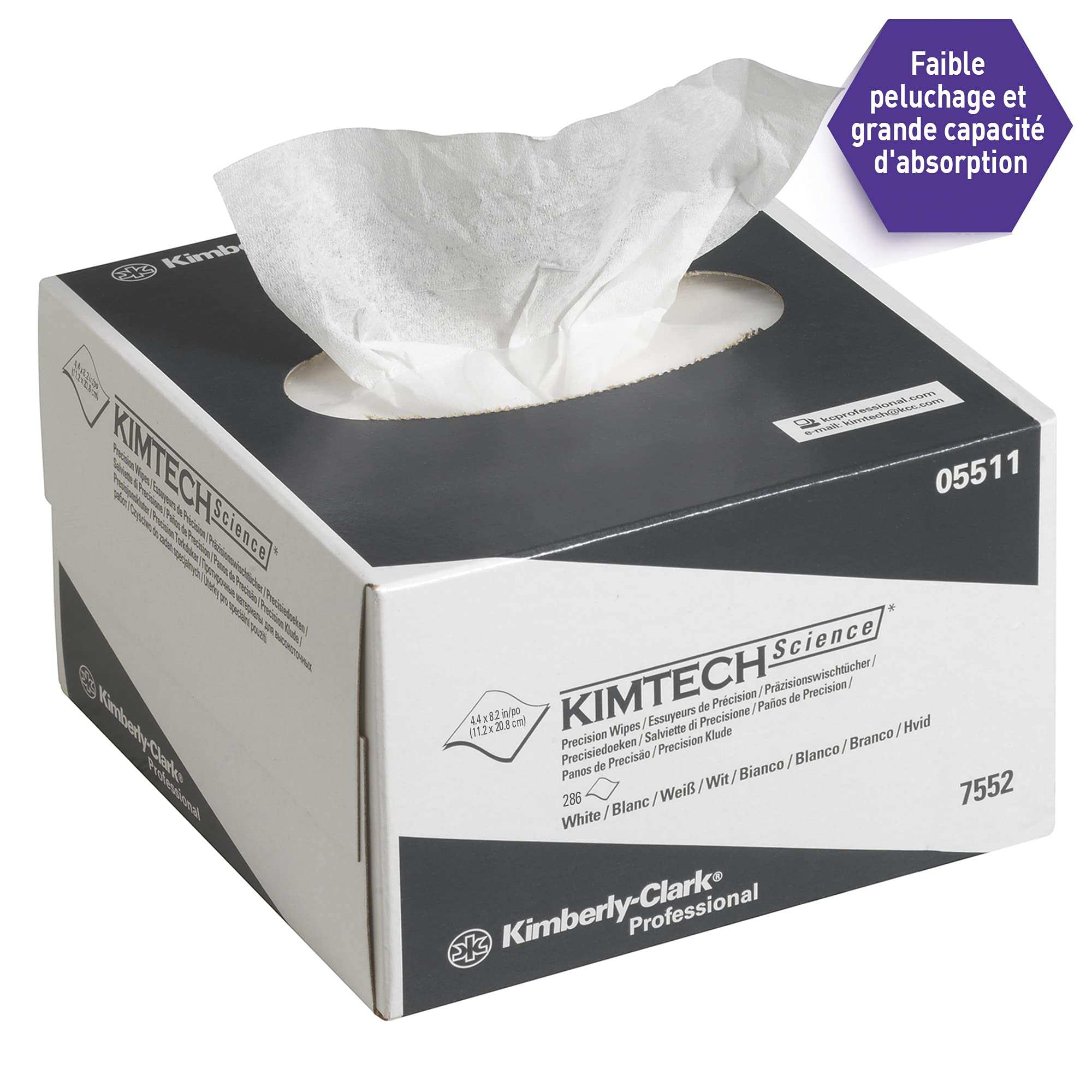 Essuyeurs de précision Kimtech Science 7552 - 30 boîtes distributrices de 286 essuyeurs blancs petit format, 1 épaisseur = 8 580 formats