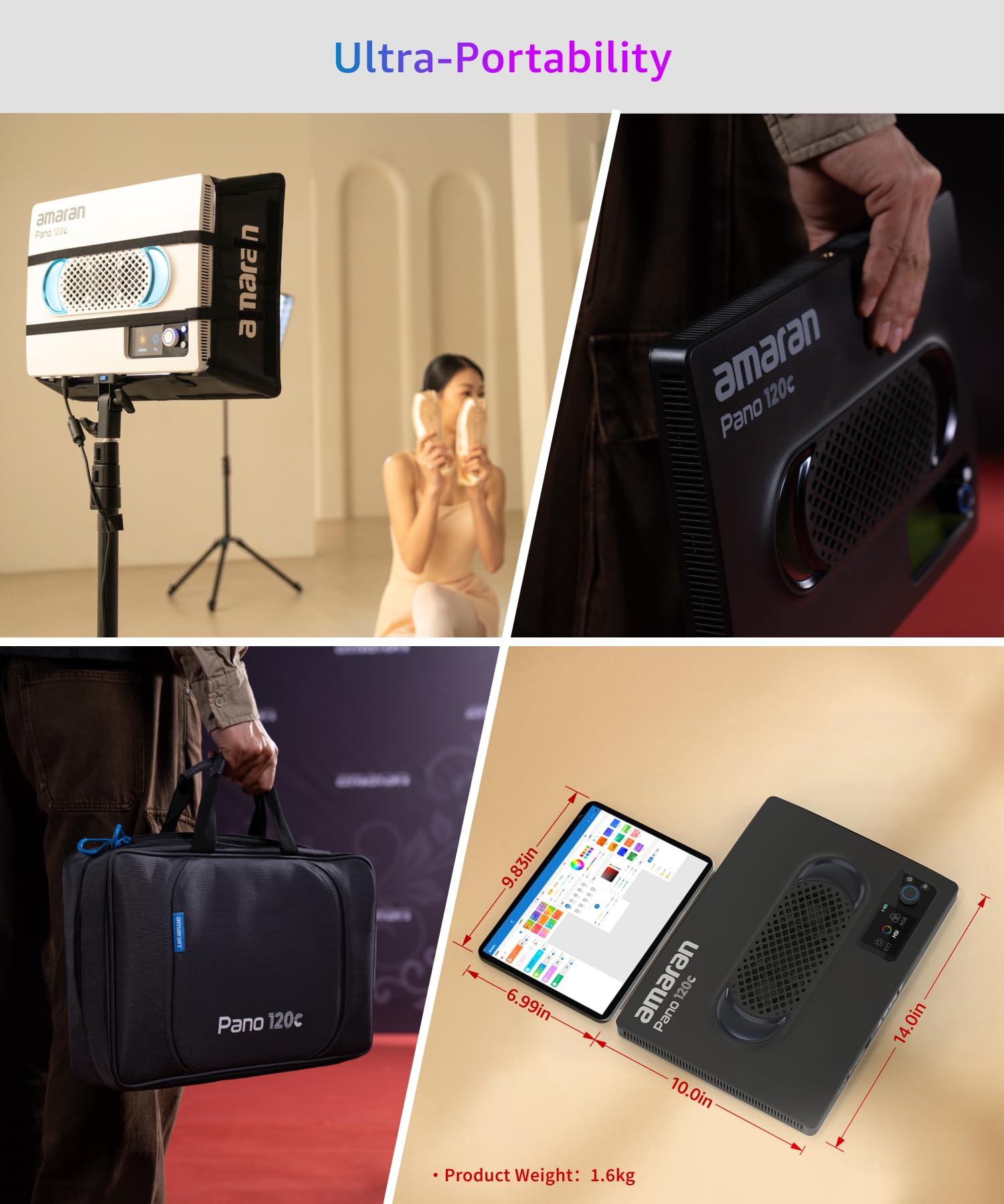 amaran Pano 120c 照明機器 12/12 amaran Pano 120c Kit 120W RGBWW Luce a pannello a colori, fino a