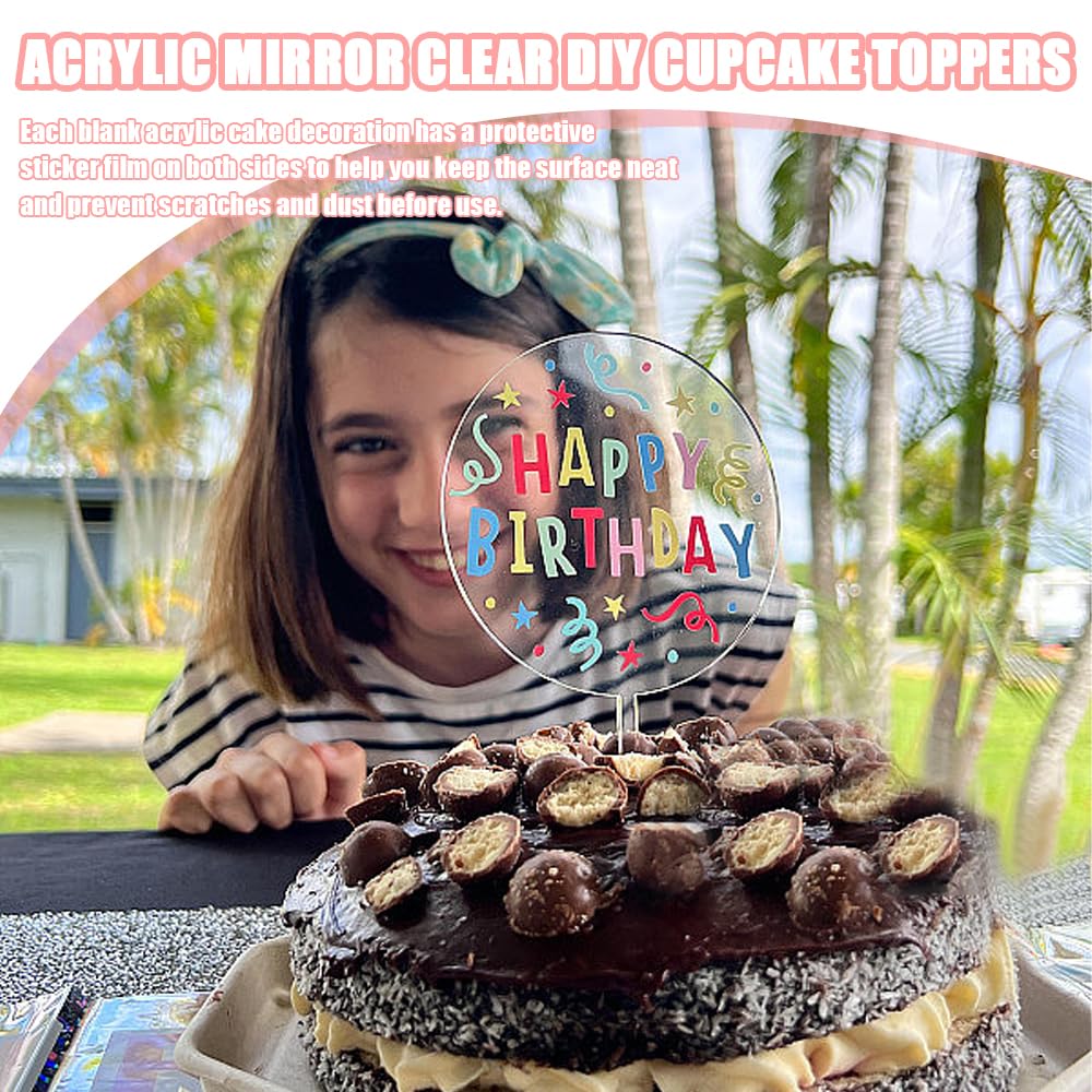 Acryl-Kuchenaufsätze Blanko – 15 Stück, Transparent & Sechseckig, Zum Selbstgestalten