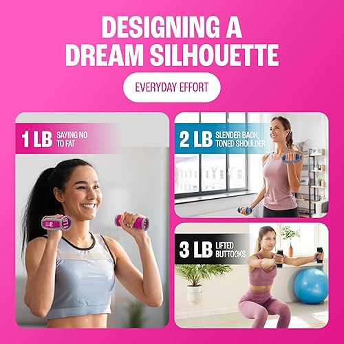 Miniatura 6 de Serenilite Juego de pesas de mano para mujeres y hombres, mancuernas suaves para caminar y caminar, mancuernas de neopreno seguras con correas para