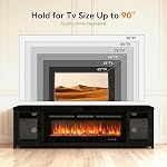80" TV Stand, Modern Entertainment Center, Adjustable TV Console with 12-Color LED Lights, for Living Room, Black