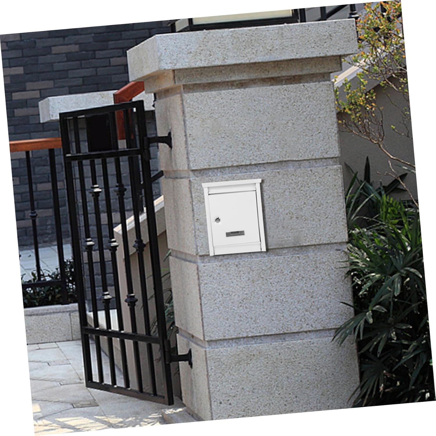 Gadpiparty Office Wall Mount Mailbox Vintage with Lock Weatherproof Mail Storage for Outdoor Use Spacious Design for Home Villa White
