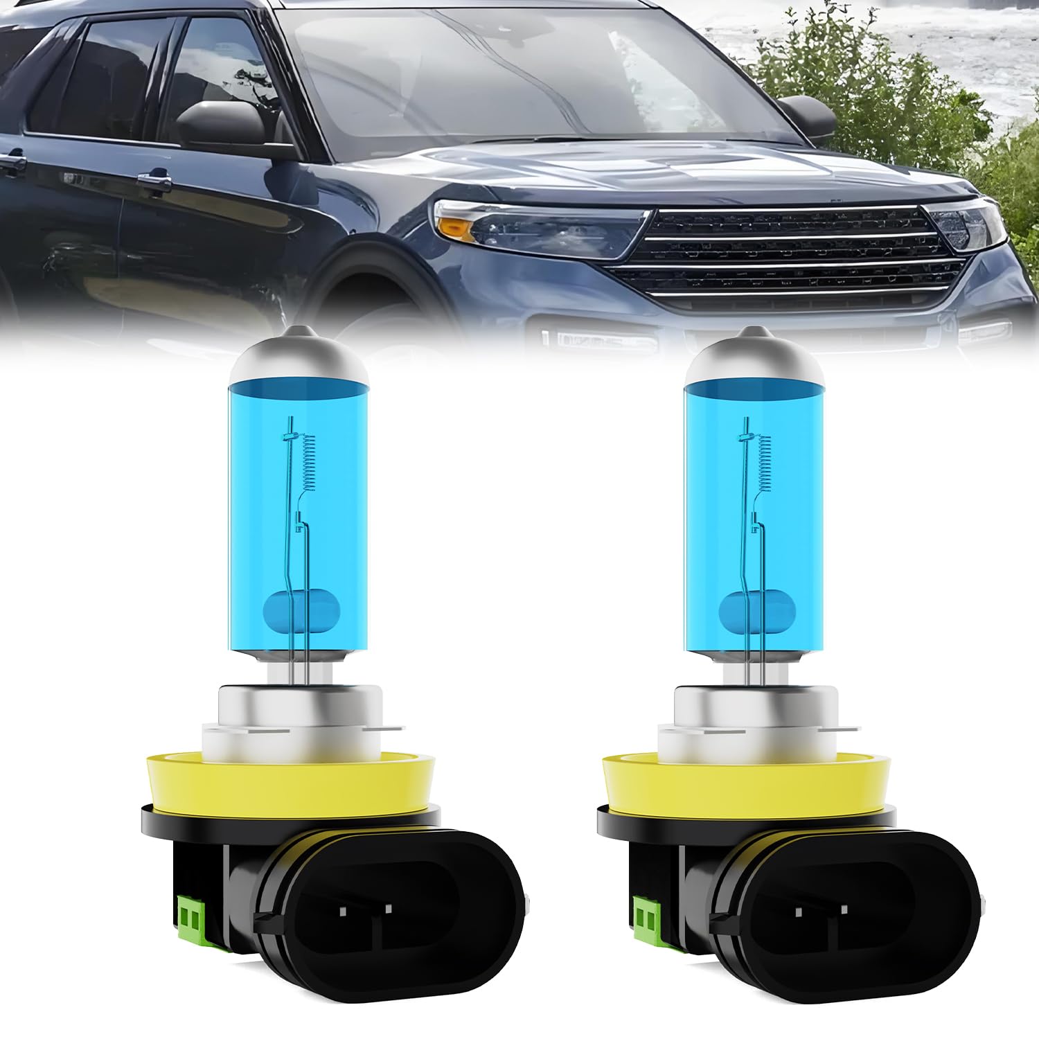 Fog Light Bulbs Fit For Ford Explorer 2021, H11 Fog Lights Halogen Bulb, 6000K White Light, Plug and Play, Pack of 2