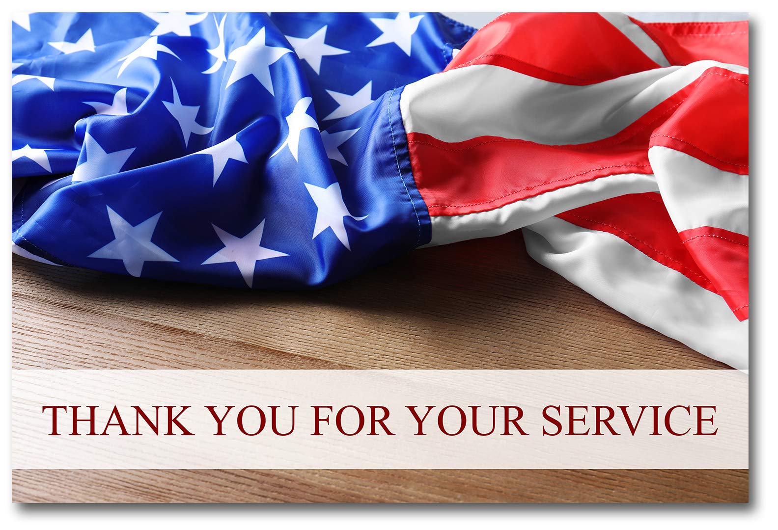 American Flag Thank You For Your Service Cards 24 Count - Blank Inside with White Envelopes - Patriotic - Veteran's Day - Military - A2 Size (5.5" x 4.25")