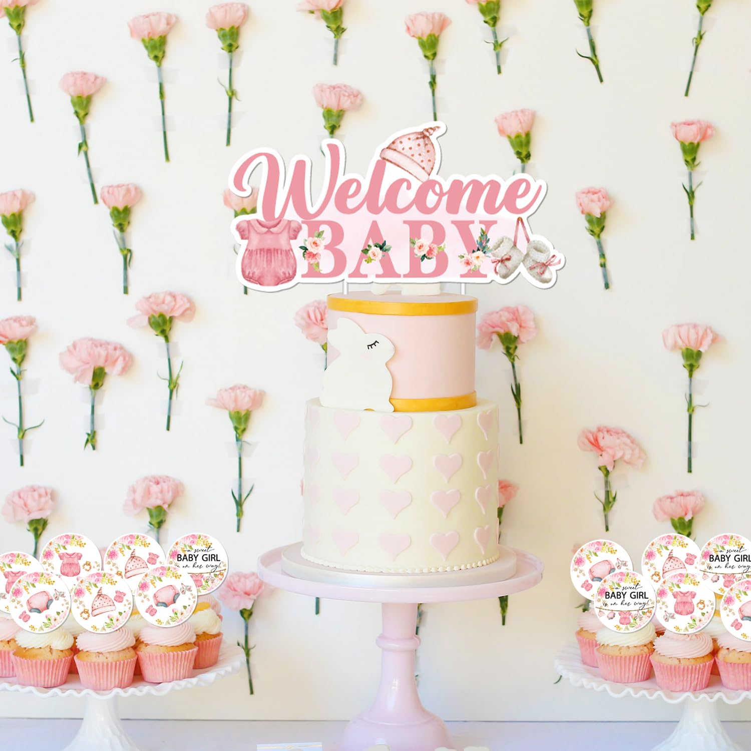 Nuovi toppers per torta principessa Decorazione per torta di buon compleanno per ragazza 1° anno Compleanno Baby Shower Decorazioni per feste Confezione regalo di fiori  15