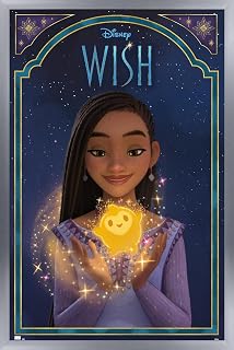 Trends International Disney Wish - Asha & Star Wall Poster, 34L x 22.4W, Silver Framed Version