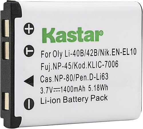 Kastar Batería de iones de litio de repuesto para cámara digital compatible con Fuji NP-45, Kodak KLIC-7006, EN-EL10, Pentax D-LI63, D-Li108,
