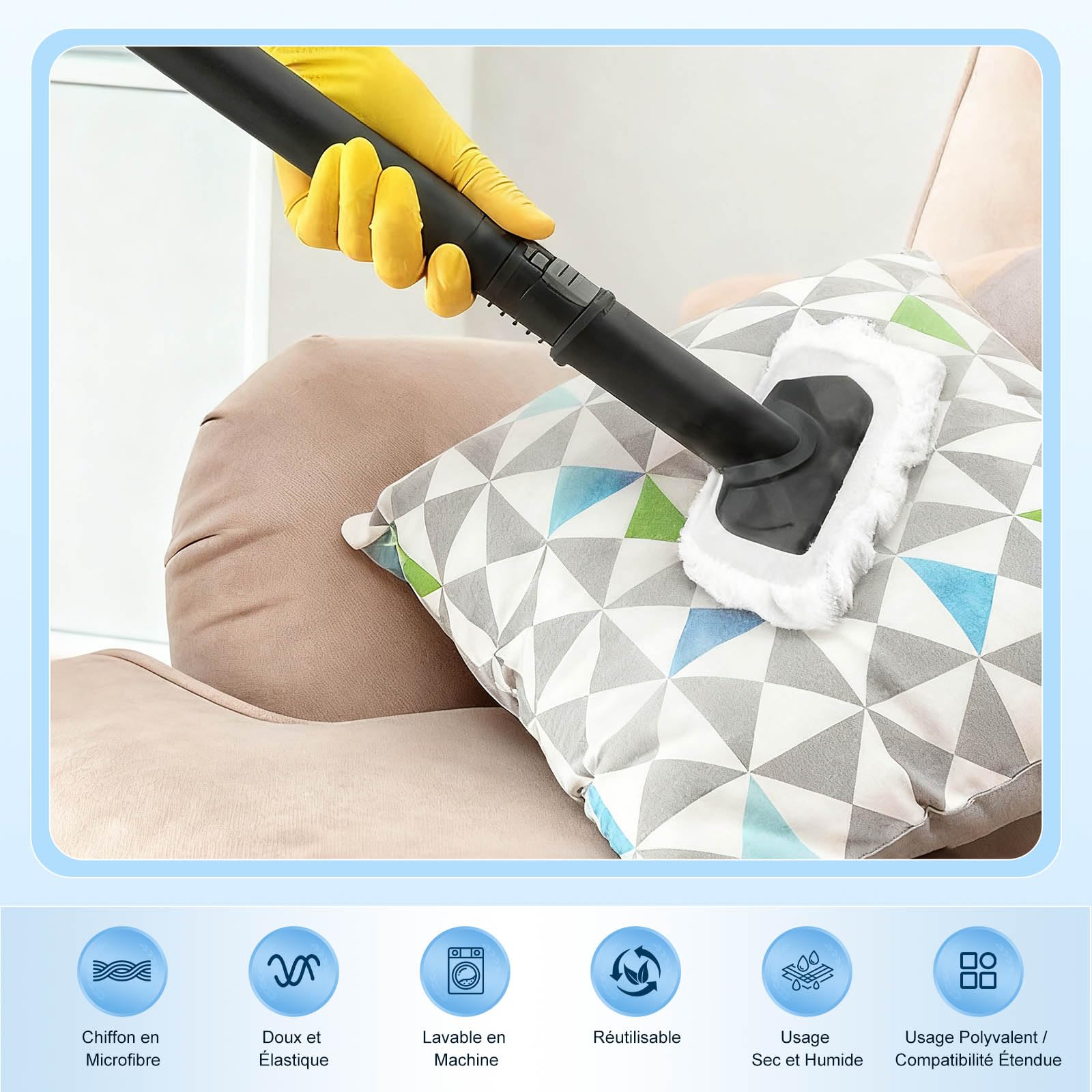 10 Pièces Accessoires Nettoyeur Vapeur, Pads de Nettoyage Vapeur Universels, Buses de Nettoyeur Vapeur Lavables, Chiffons en Microfibre pour la Plupart des Nettoyeurs Vapeur Manuels