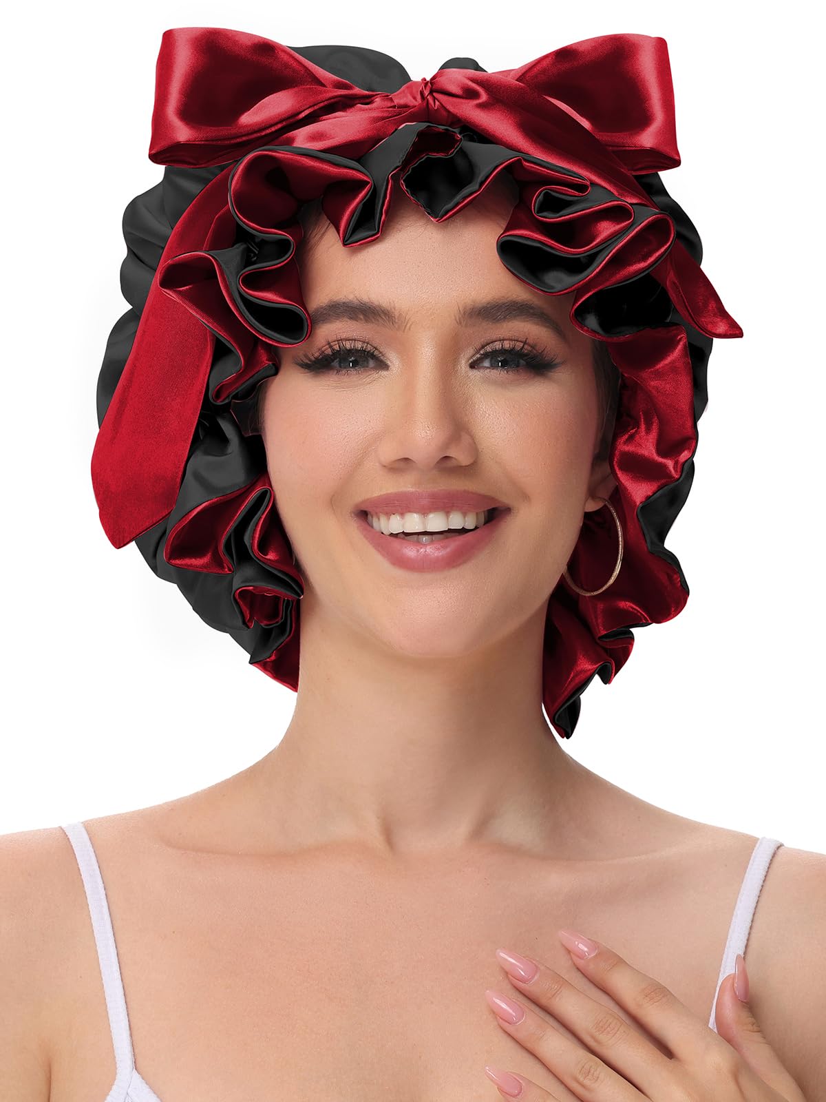 Satin-Seidenhaube für schlafende Frauen, 2024, Bindeband, verstellbare Träger, Haarkappe für lockiges Haar