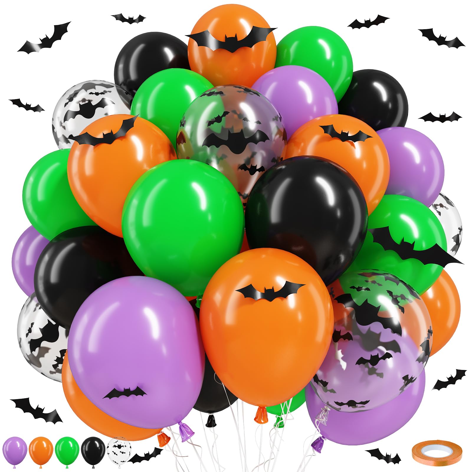 Halloween Party Decorations 12 Inch Orange Purple Green Black Latex Balloon