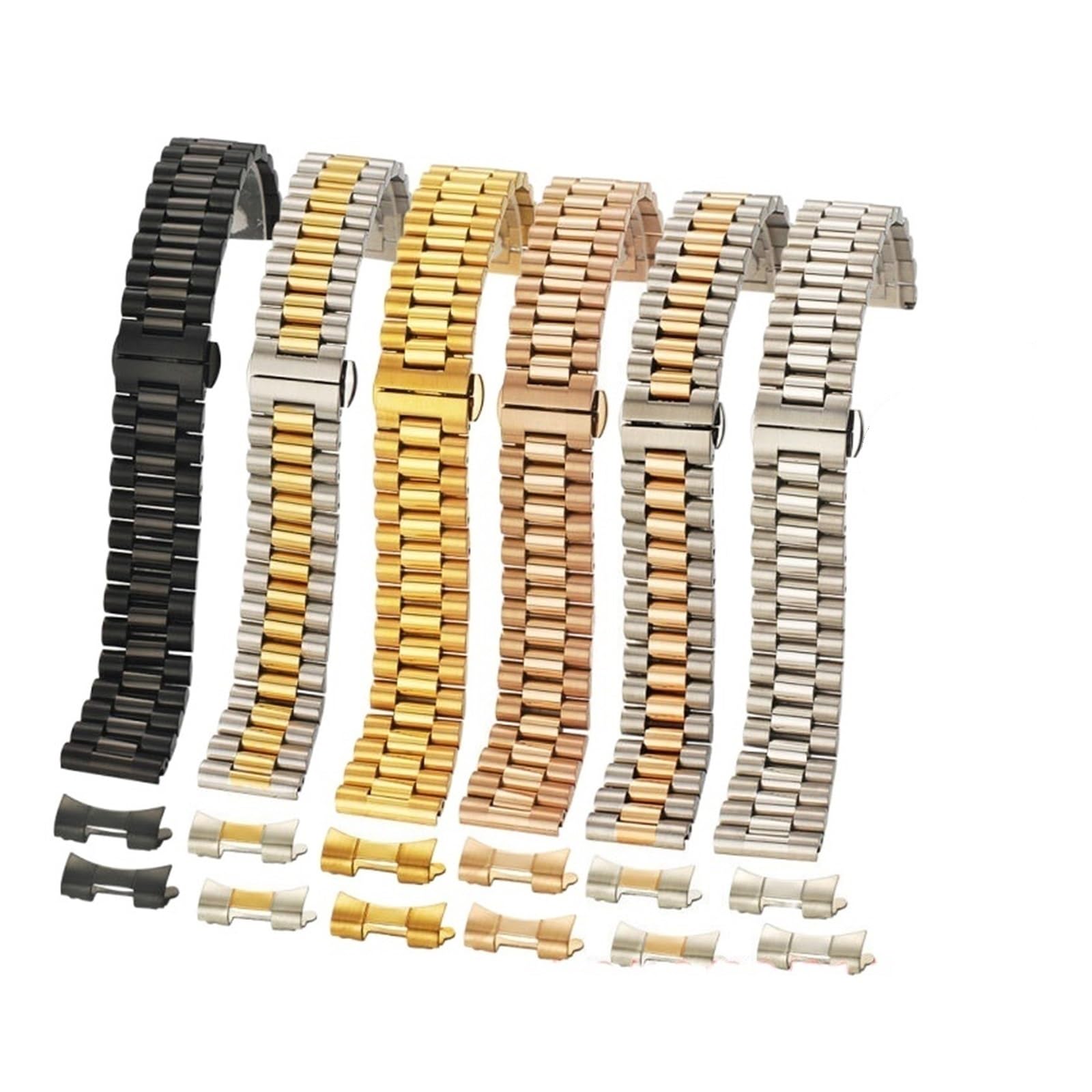 INEOUT Bracelet De Montre En Acier Inoxydable Massif 10mm 12mm 13mm 14mm 16mm 17mm 18mm 19mm 20mm 21mm 22mm Dragonne Boucle Papillon