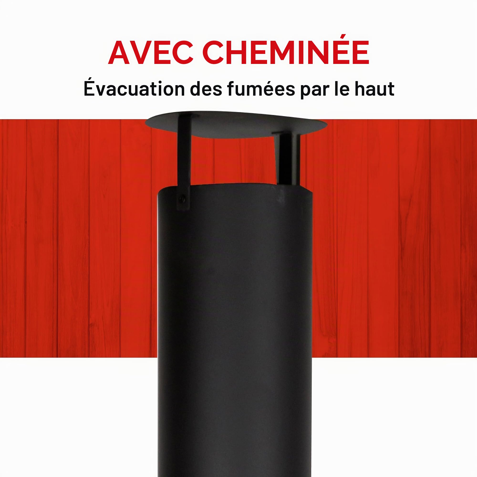 BBQ Collection Brasero Exterieur avec Cheminée - Cheminée de Jardin 194 x 44 x 47 cm - Cheminée de Terrasse avec Pare-Étincelles - Poêle à Bois Decoration Jardin - Acier au Carbone