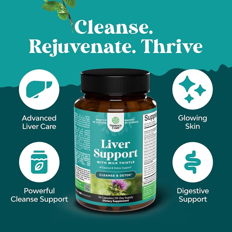 Liver Cleanse Support - Milk Thistle Supplement with Choline - 70 Count image 2