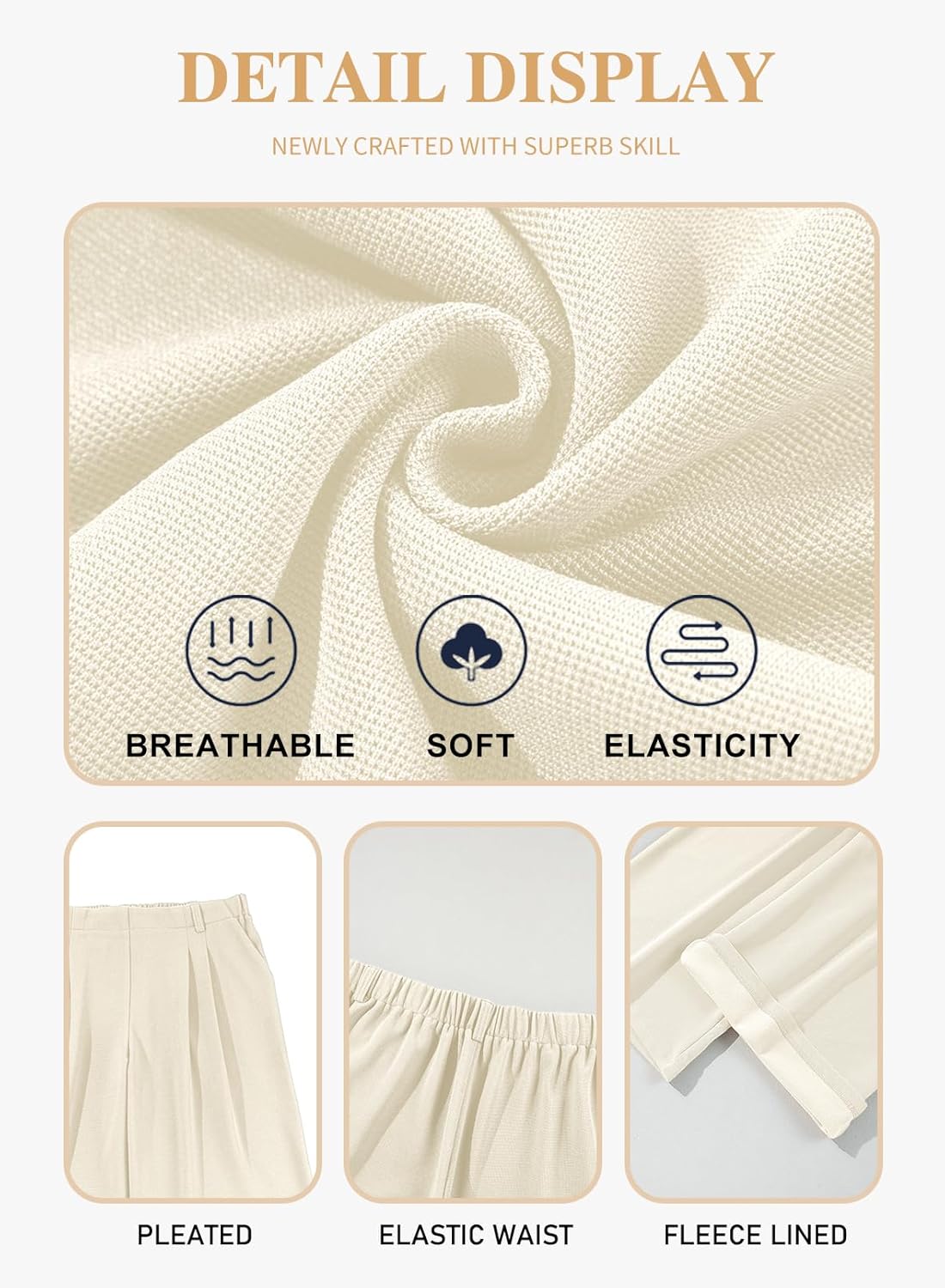 Eytino Womens Plus Size Wide Leg Dress Pants Elastic High Waisted Casual Waffle Palazzo Pants Trousers with Pockets(1X-5X) - Image 5