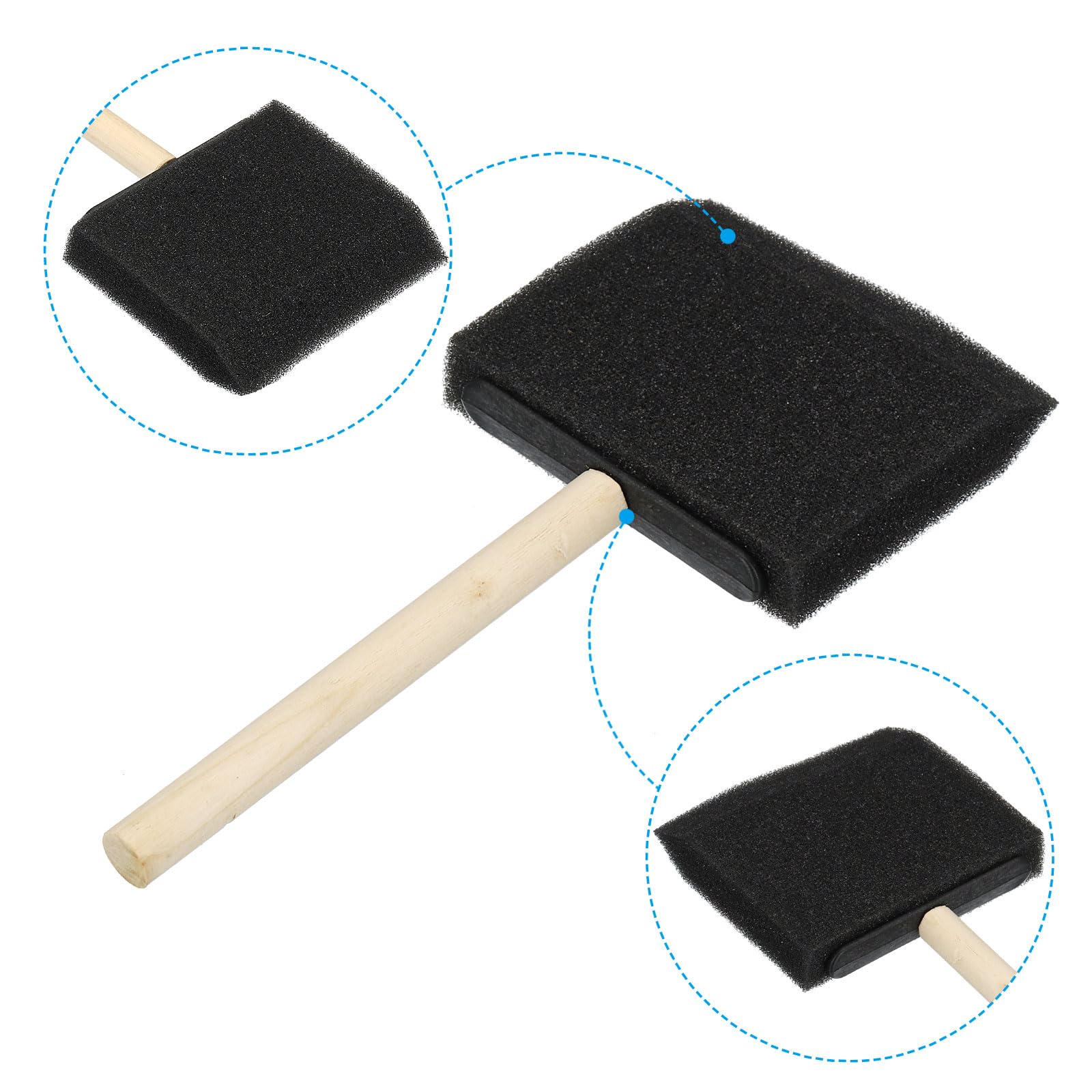 PATIKIL 50pz 3" Vernice Spugne per Pittura Pittura Spugna Pennello Nero