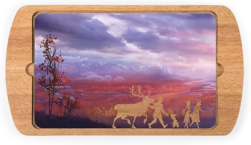 TOSCANA  una marca Picnic Time  Frozen 2  Bandeja de servir con tapa de vidrio Billboard (Parawood)