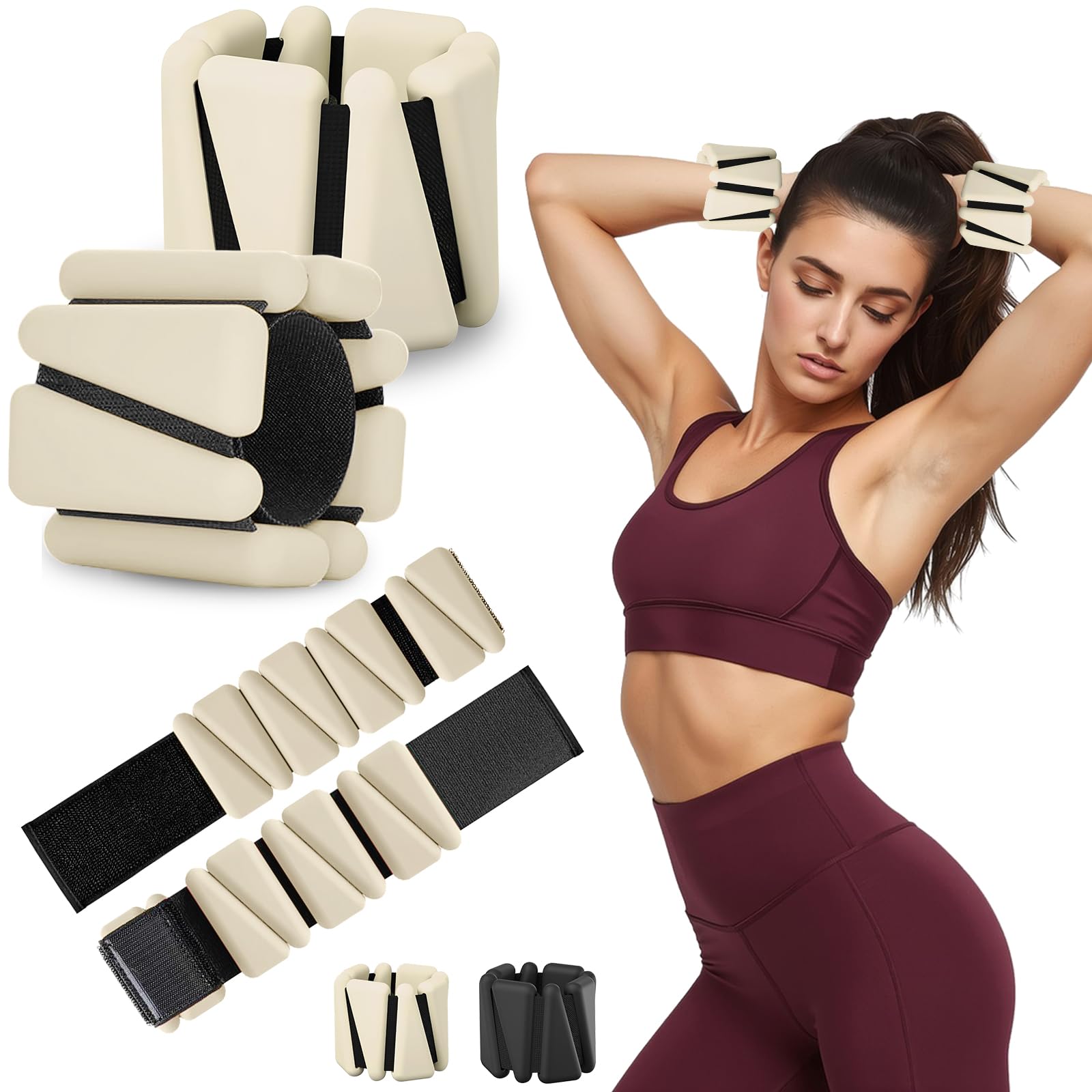 Knöchelgewichte für Frauen Männer, verstellbare Handgelenk Gewichte Set von 2 (1lb je), Tragbare Beingewichte/Armgewichte, Handgelenk & Knöchelgewichte Armband für Yoga, Pilates