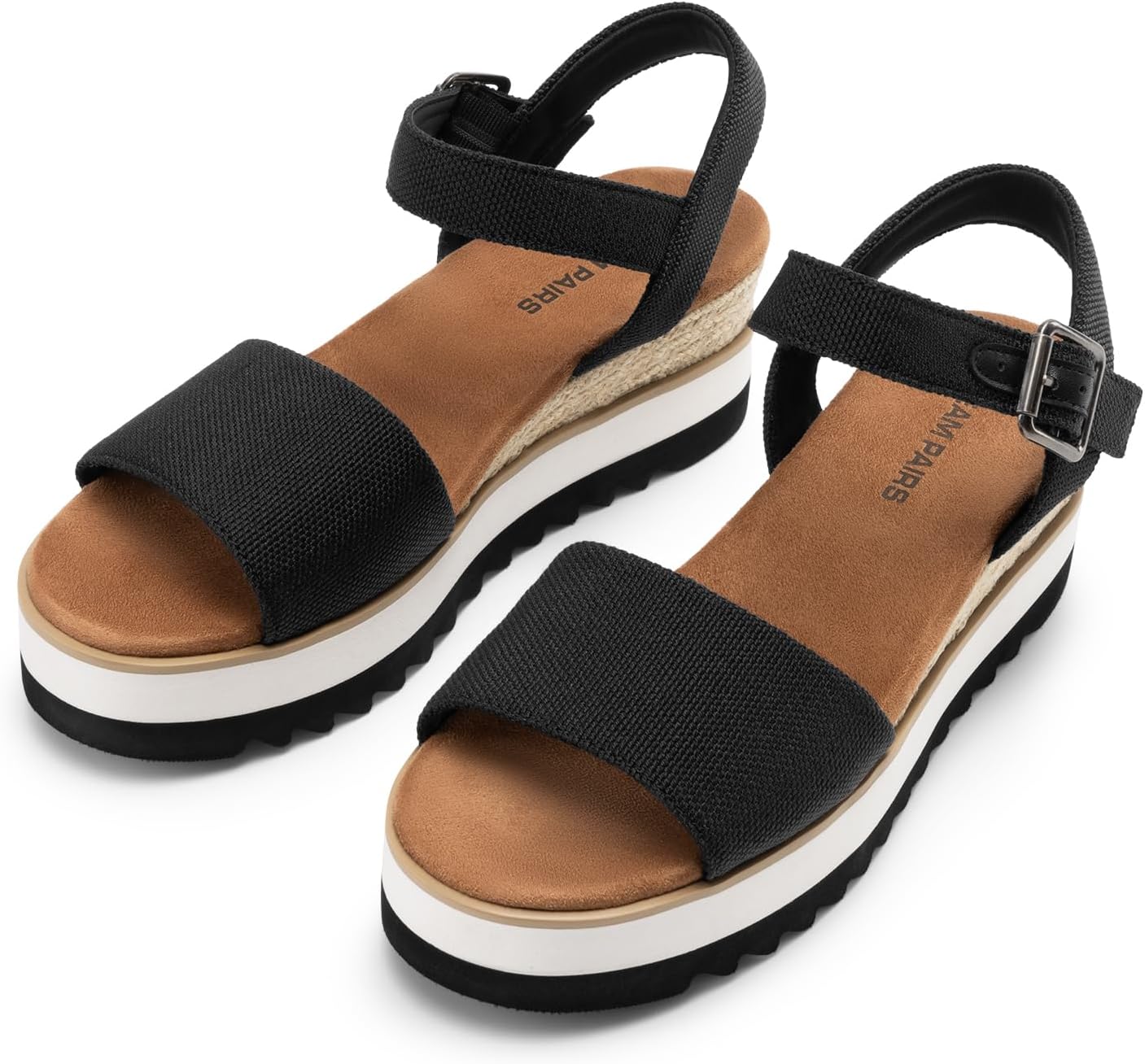 DREAM PAIRS Women's Open Toe Buckle Ankle Strap Espadrille Platform Wedge Sandals - Image 7