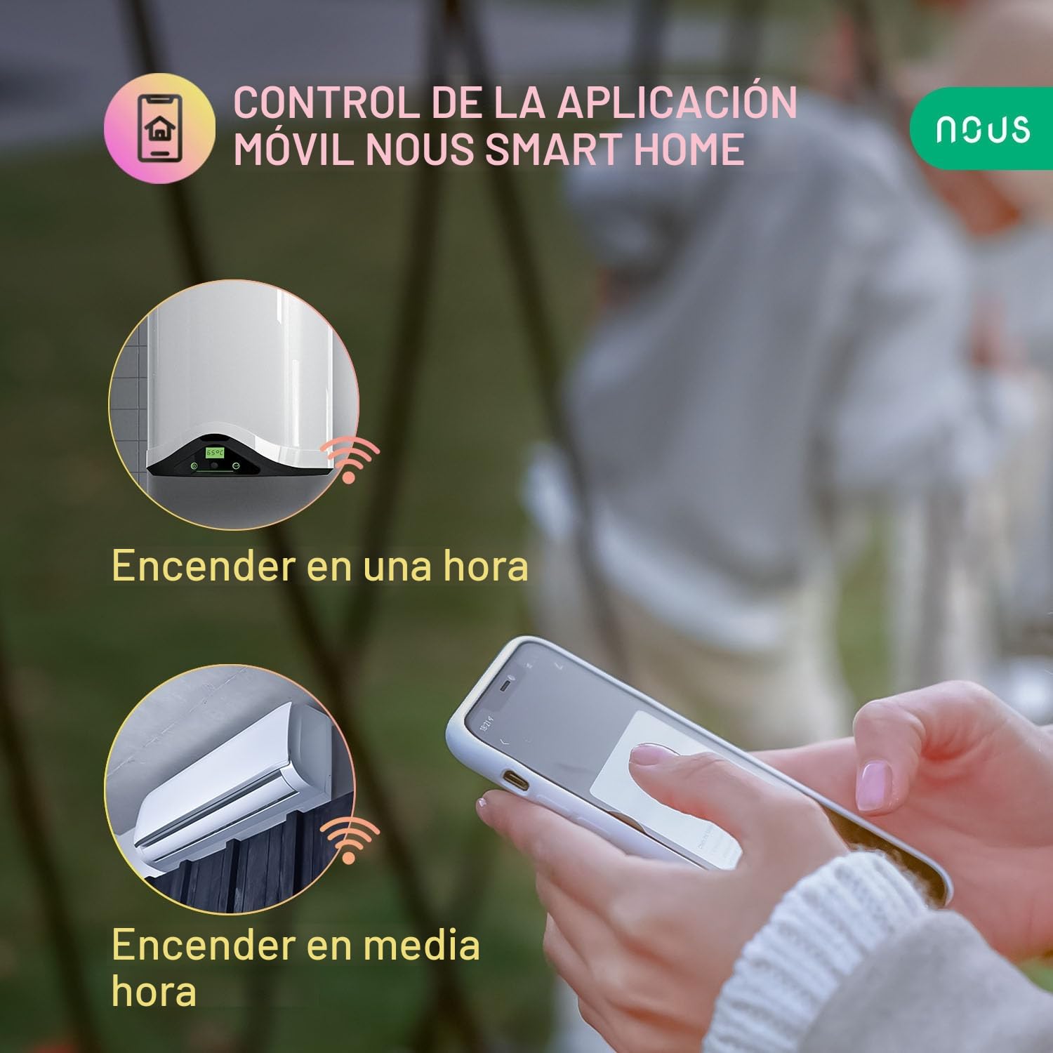 Nous A1 WiFi Enchufe inteligente con proteccion sobretension, medidor consumo, mando a distancia, temporizador. Programable Google Home, Tuya smart life, Alexa enchufes. Kit plug domotica