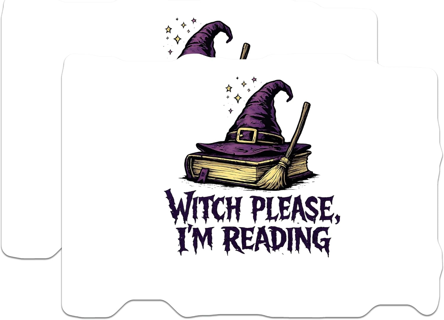 (2 Pack) Witch Please Im Reading Magnets - Funny Book Lover Kitchen Decor - Spooky Reader Gothic Locker Accessories - 5 Inches On Longest Side - Thick Durable Magnet - Made in USA - MAG51206