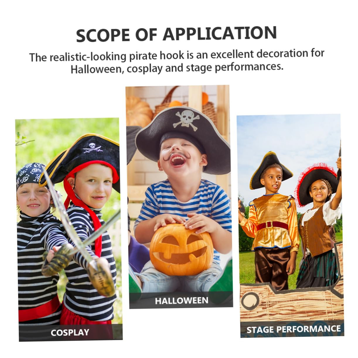 TOGEVAL 6pcs Pirate Hook Dress Accessory Halloween Party Decorations Lightweight and Realistic Design Convenient Cosplay Props for Festive Atmosphere