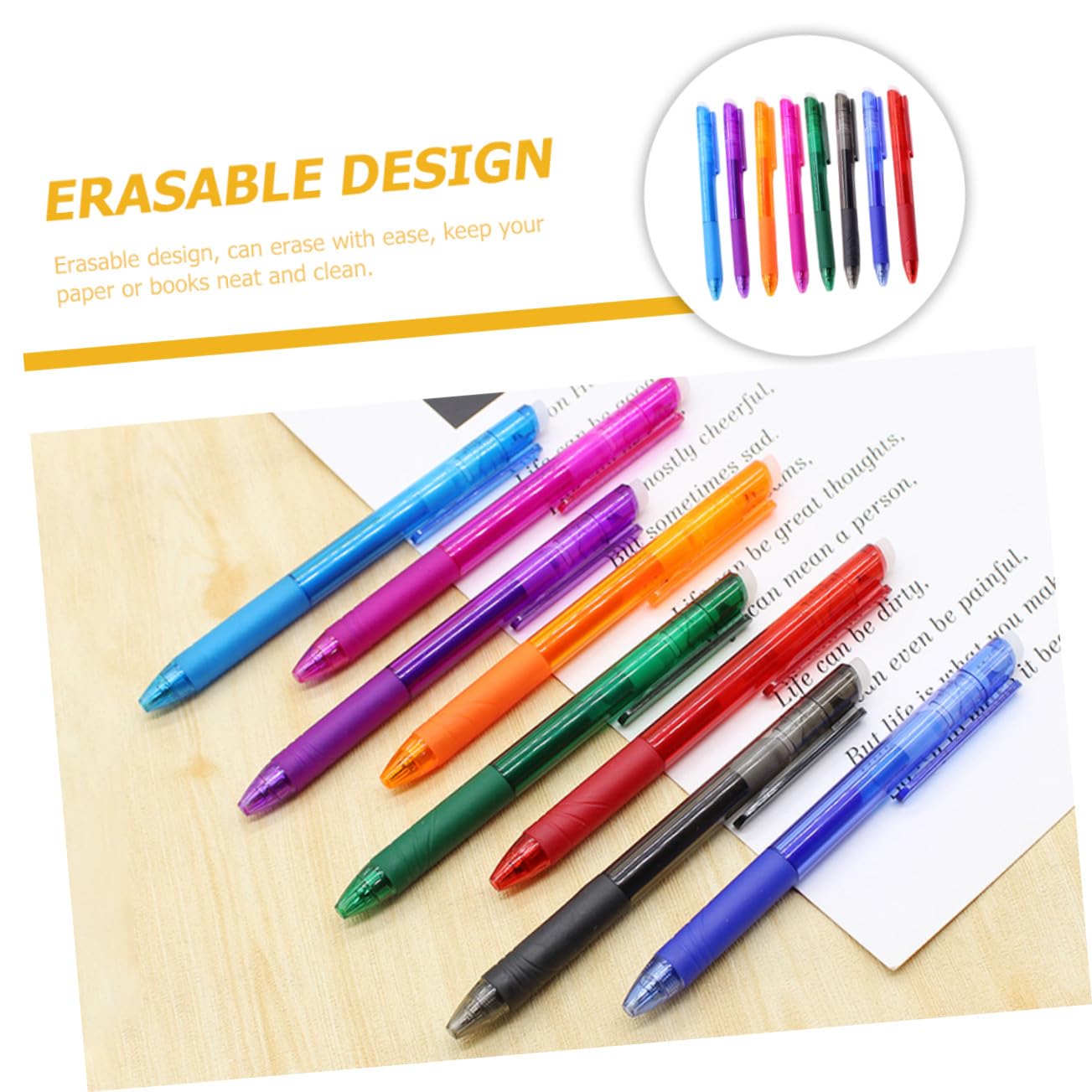 Angoily 24 Pièces Stylos Gel Effaçables de Stylos à Encre Gel Réutilisables pour Étudiants et Bureau Fournitures Décriture Précises et Polyvalentes