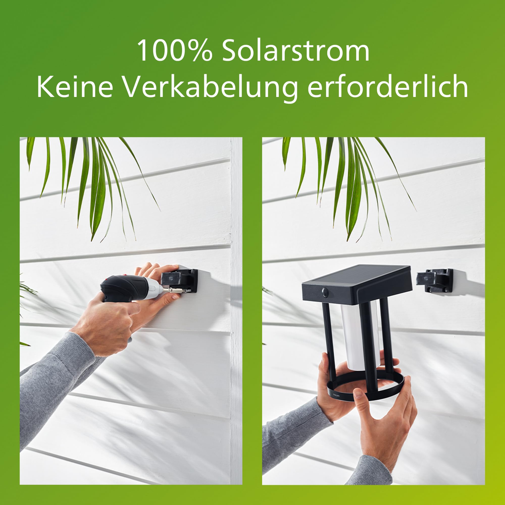 PHILIPS Enkara Solar-Außenwandleuchte mit Hausnummer, 0,2W, 2700K, schwarz, IP44 wetterfest