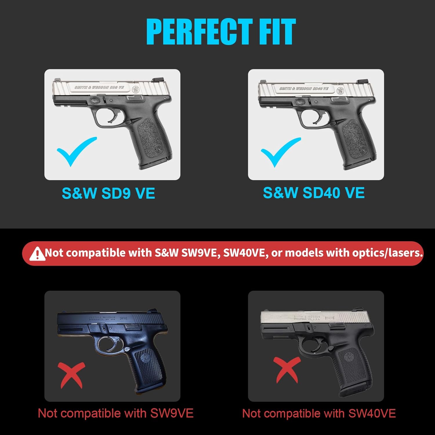 SD9VE & SD40VE Holster, OWB Paddle Holster for Smith & Wesson SD9 VE & SD40 VE Pistol, Index Finger Release, 360° Tool-Free Adjustable Cant, Quick-Detach Holster System, Right Hand, Fit 1.5–2.0" Belts