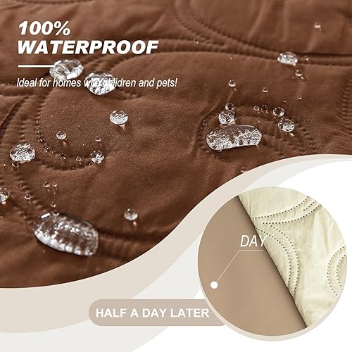 Vista 43 de Genina Fundas de sofá para sofá de 2 cojines, 100% impermeables, fundas de sofá reclinable de 3 asientos para sofás reclinables, protector