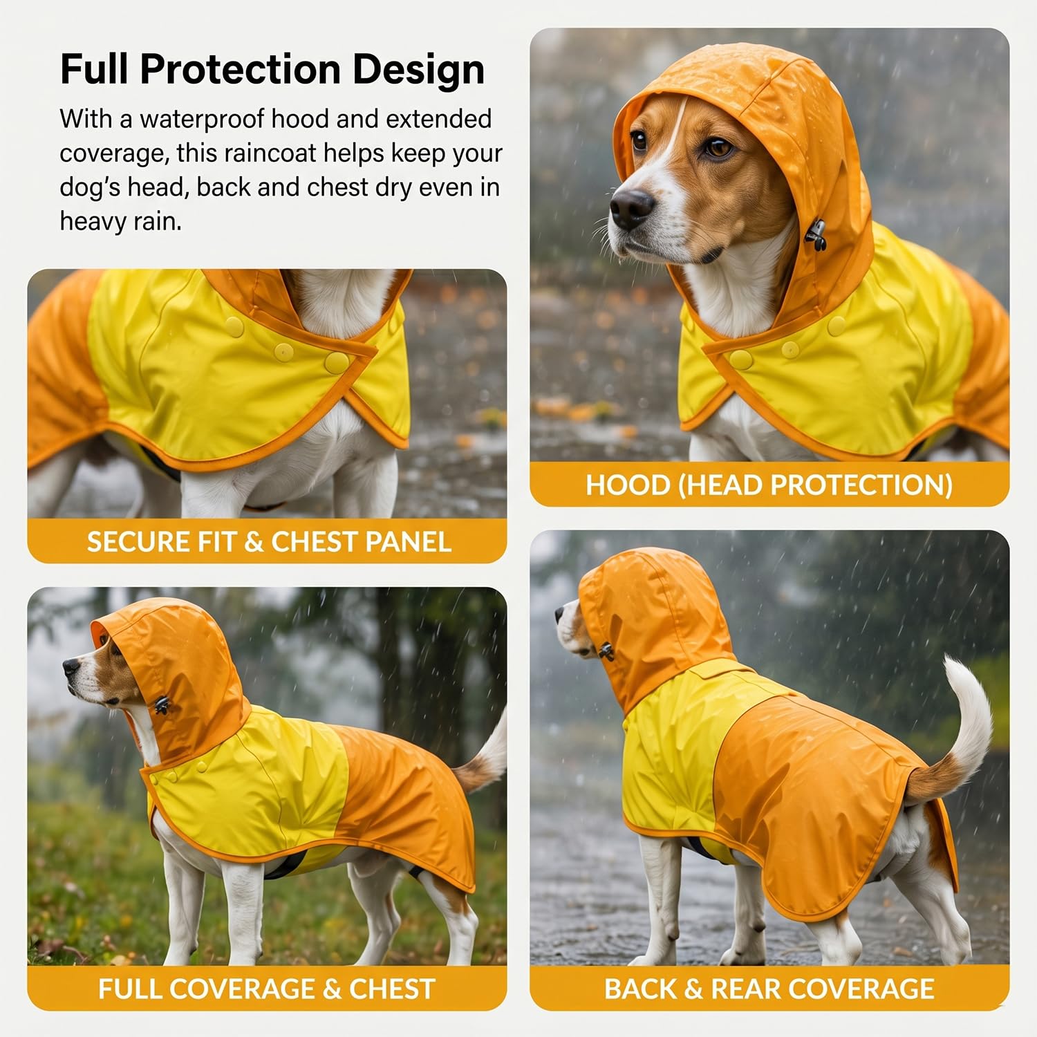 Manteau de Pluie Chien, Manteaux Imperméables pour Chiens à Capuche Réglable et Patte Élastiques - Veste Imperméable et Respirante pour Chien de Taille Petite, Moyenne ou Grande S