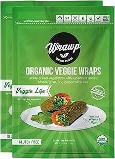 WrawP Organic Veggie Wraps -VEGGIE LIFE (2 pack) SHELF STABLE, All Natur...