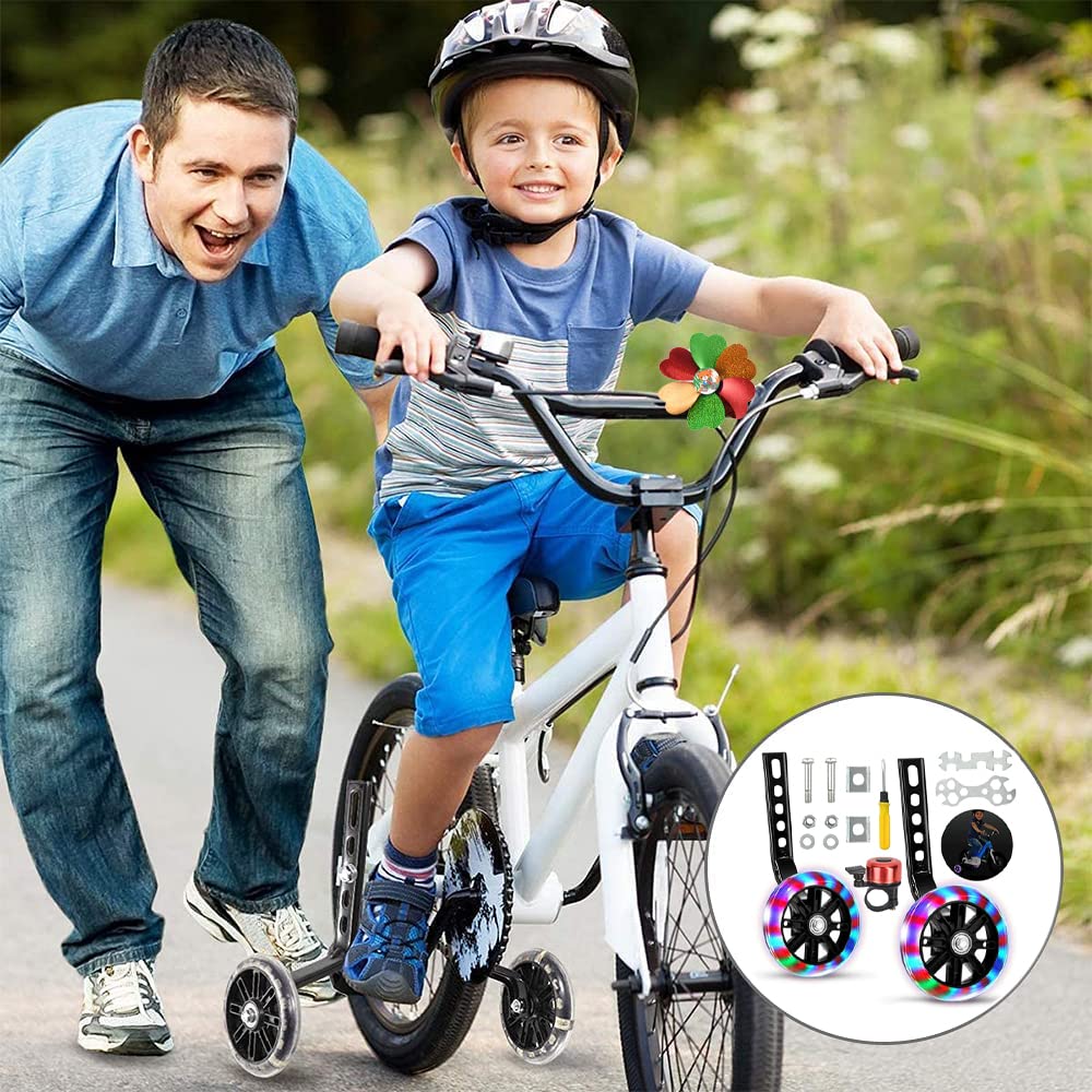 Ruedines Estabilizadores para Bicicleta Infantil,Ruedas de Apoyo,Bicicleta Infantil Ruedines,Ruedines Bicicleta,Bicicleta Estabilizador Ruedas,Ruedas de Entrenamiento de Bicicleta (Negro)
