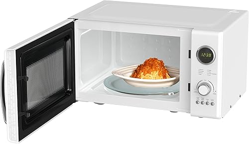 Miniatura 6 de Emerson MWRG0901W - Horno microondas retro compacto de 800 W con función de parrilla de 1,000 W, pantalla LED, 5 niveles de potencia, 8 menús