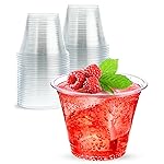9 oz Clear Plastic Cups, 50 Pack 9oz Plastic Cocktail Party Cups, Disposable Wine Glasses Small Drinking Cups for Wedding, Punch Cup, Reusable Food Safe