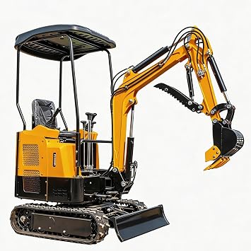 MMS15 1.5 Ton Mini Excavator 13.5 HP Rato Gas Engine with Side Swing Boom, Hydraulic Thumb Clamp, Digger Machine for Backyard Landscaping Garden Path Tight Spaces Construction, Unloading Included