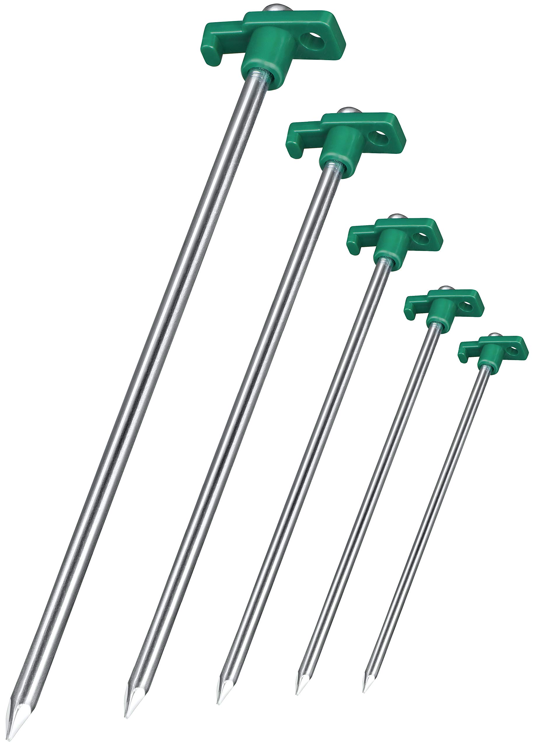 Balinco Piquets de Fond de Roche Vert/argenté Ø 0,7 cm, Longueur 25 cm - ancrages dans Le Sol Fixation au Sol Rocheux | piquets | pitons | ancrage de Sol en Acier galvanisé pour la Fixation