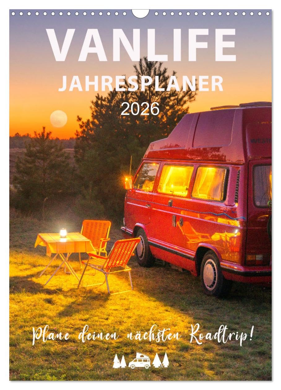 Vanlife Jahresplaner (Wandkalender 2026 DIN A3 hoch), CALVENDO Monatskalender: Plane deinen nächsten Roadtrip!