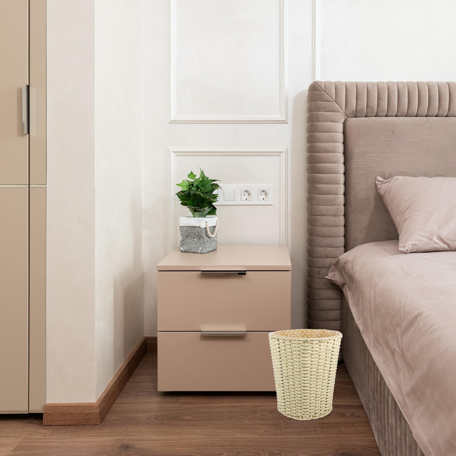 Homoyoyo Kreativer Aufbewahrung Großer Papierseil Wäschekorb Geflochtenem aus Dekorativ mit Leinenfutter Multifunktional Stilvolle Beige und für Haushalt