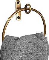 Stylent Decor Solid Brass Towel Ring - Handmade Antique Bathroom Towel Holder, Minimalist Round Hanger for Kitchen & Toilet