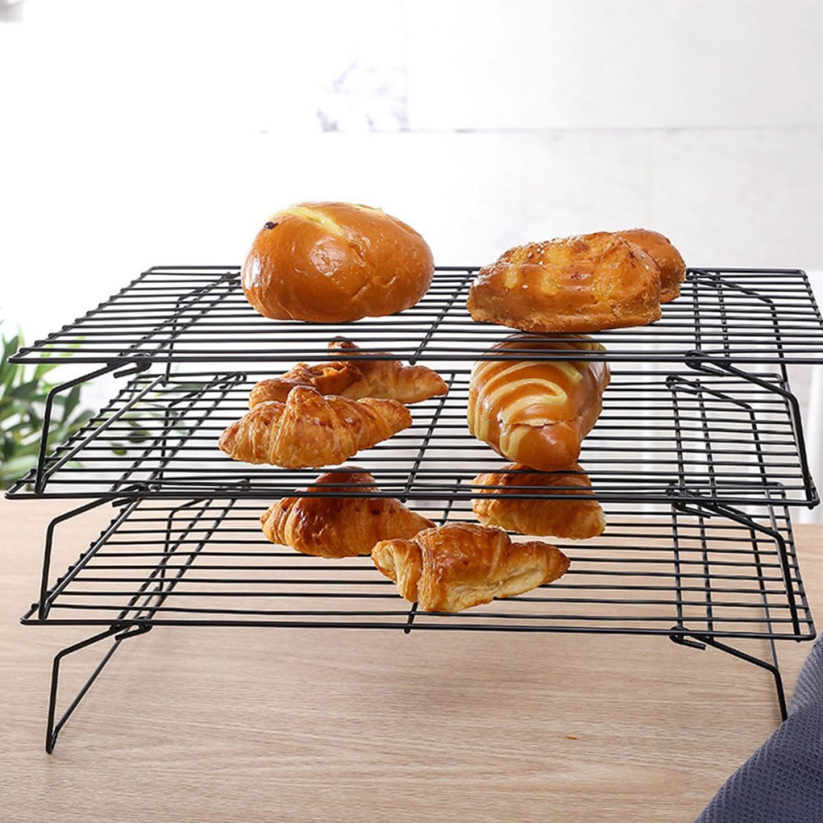 BESPORTBLE 3pcs Large Foldable Non-stick Cooling Rack Set, Thickened Wear-resistant Household Baking Rack for Cookies, Bread, and Cakes, Convenient Kitchen Bread Supplies