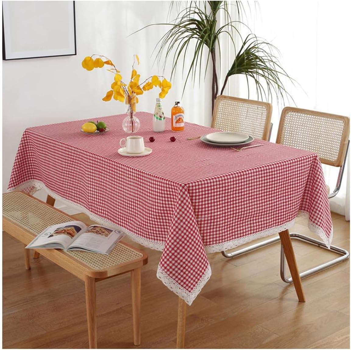 JAELA Rectangular Tablecloth, Cotton Linen Tablecloths Washable Table Linener Home Table Cover Table Protecter for Cafe Restaurant，Dining，Buffet Tabletop Decoration (Color : C, Size : 130 * 181cm)