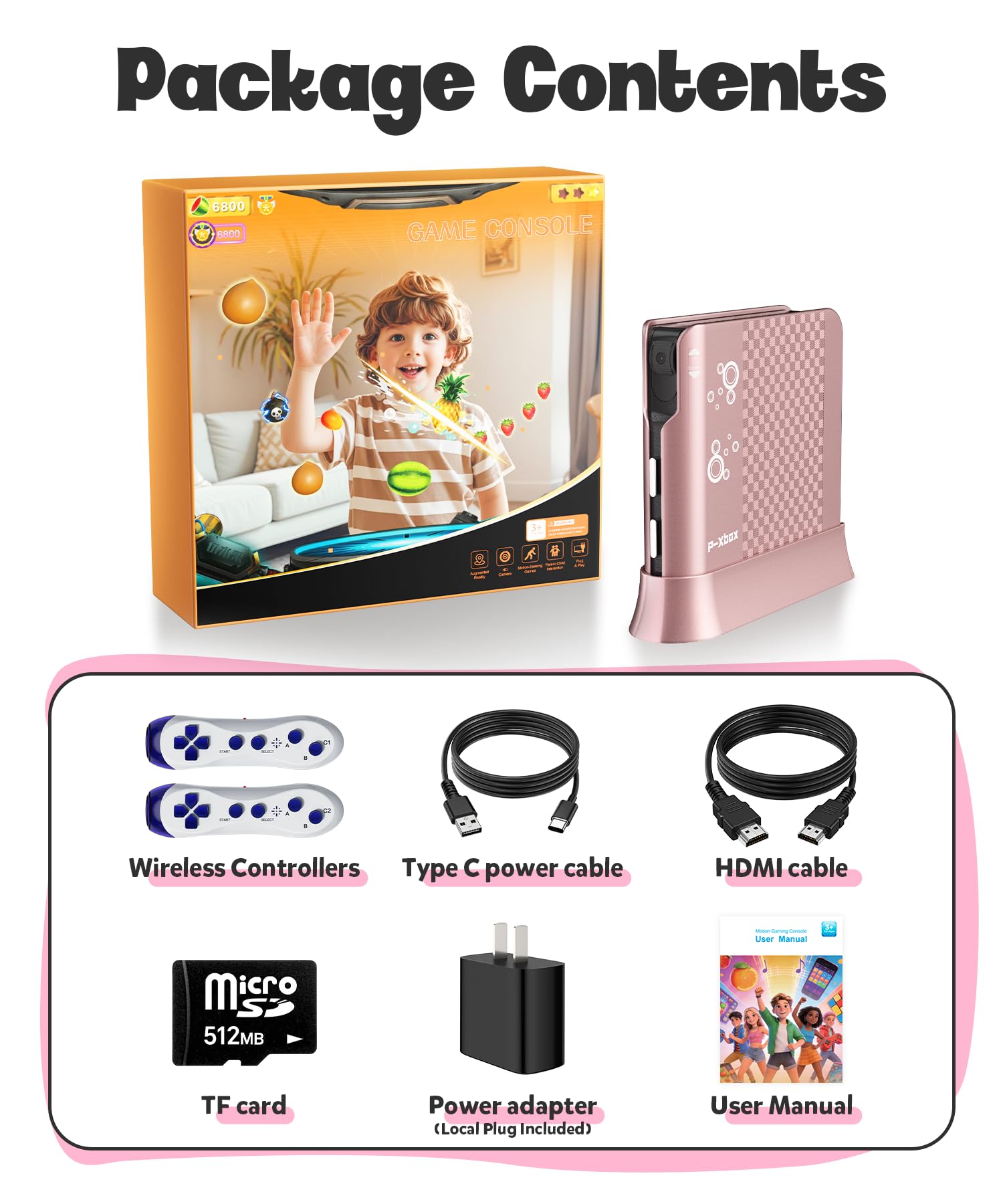 Consola de Juegos con Detección de Movimiento para Niños, Sistema de Videojuegos Plug & Play para TV, Ideal para Ejercicio en Casa, Noches de Juegos en Familia, Fiestas y Reuniones