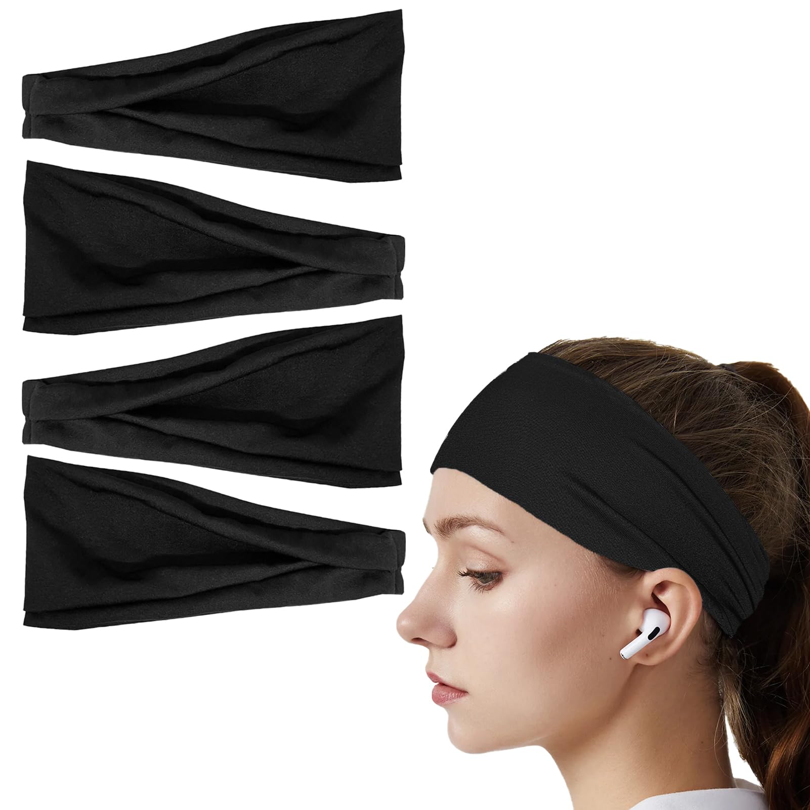 4 Fasce Sportive Capelli - Antiscivolo, Assorbisudore, Per Sport E Fitness - Foto 2