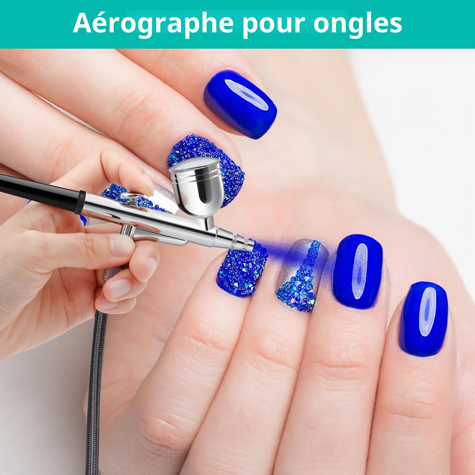 Gocheer Upgrade Aerographe Kit Complet - 40 PSI Double Action, 3 Modes avec Buse de 0,2/0,3/0,5 mm, Portable avec 16 Accessoires, pour Loisirs Créatifs, Nail Art, Tatouages, Noir