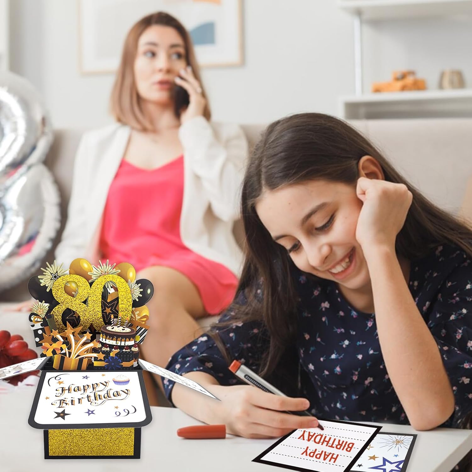 OLOSONG Carte D'anniversaire De 80 Ans Pour Homme Et Femme, Cadeau Pop-up 3D Amusant Pour Grand-mère, Maman, Papa, Cartes D'anniversaire Pour Elle Et Lui